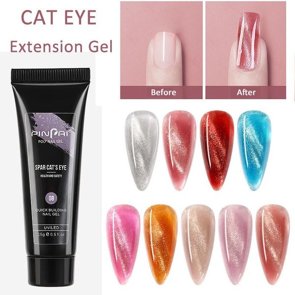 

nail gel 15ml cat eye acrylic for extension spar glitter uv led poly art quick building lengthen manicure accessories, Red;pink