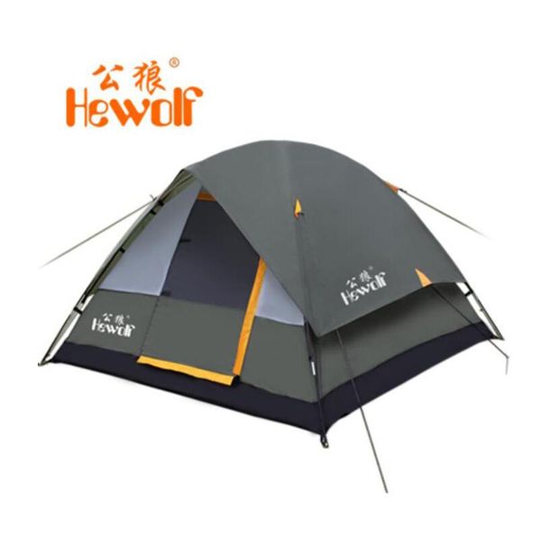 

hewolf 3-4 person 2 layer fiber glass rod waterproof windproof bivvy hiking beach fishing outdoor camping tent tents and shelter