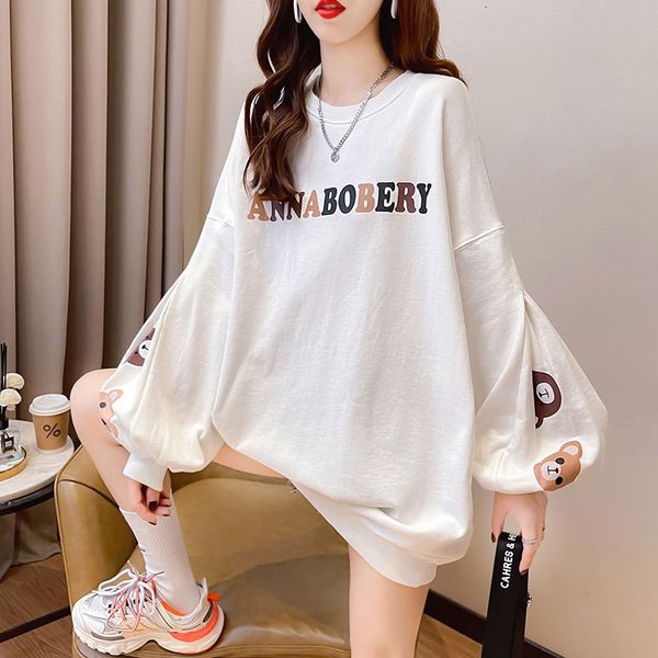 

2021 autumn korean cartoon printing thin sweater for female students loose large women's et trend, Black