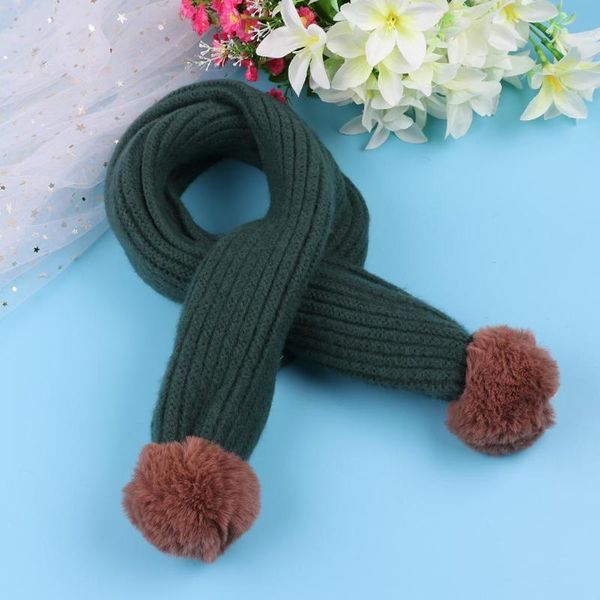 

scarves & wraps fashion women pompom knitted winter warm scarf arrival cute girls solid color shawl casual ring decoration, Red;brown