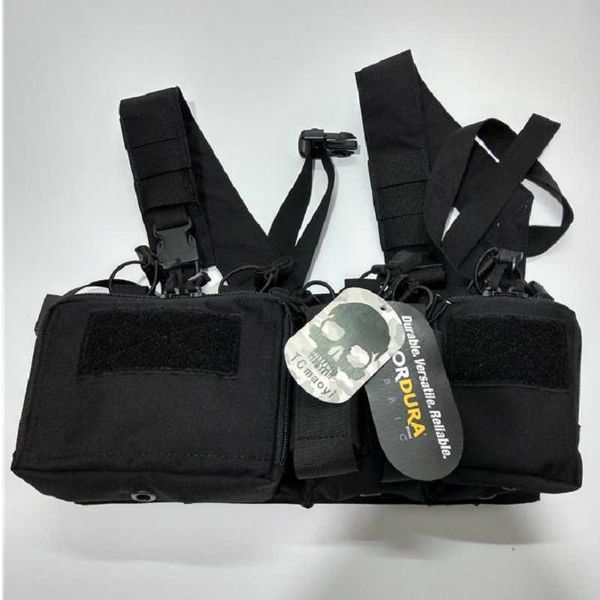 

tc0022 outdoor tactical chest hanging light belly pocket vest cordura fabric hunting jackets, Camo;black