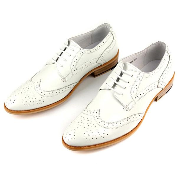 

brock british carved white men's shoes, pointed toe business leather breathable single shoes trend dress, Black