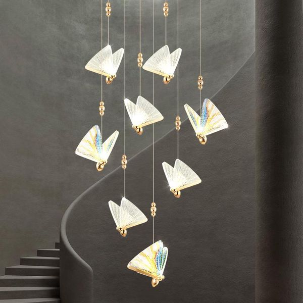 

butterfly lamp nordic bedside chandelier luxury staircase modern minimalist bedroom hall restaurant art pendant lamps
