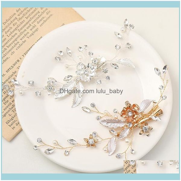 

hair jewelry jewelryhair clips & barrettes trendy gold and sier color womens wedding hairpin headwear pearl rhinestone aessories bridal hand, Golden;silver