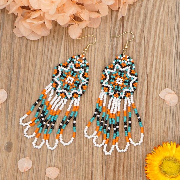 

go2boho native ethnic ear rings 2021 trendy beads earrings for women jewelry gift fringe tassel earring statement pendientes dangle & chande, Silver