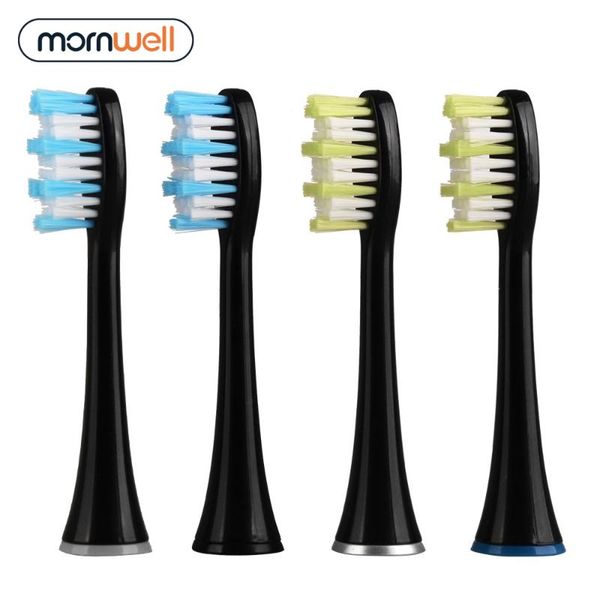 

smart electric toothbrush mornwell 4pcs black standard replacement heads with caps for d01b