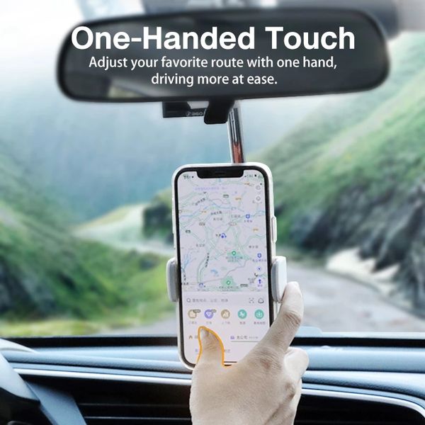 Supporto per telefono con supporto per specchietto retrovisore per auto a 360 gradi per iPhone 13 Supporto per telefono per auto per smartphone con sedile GPS Supporto regolabile