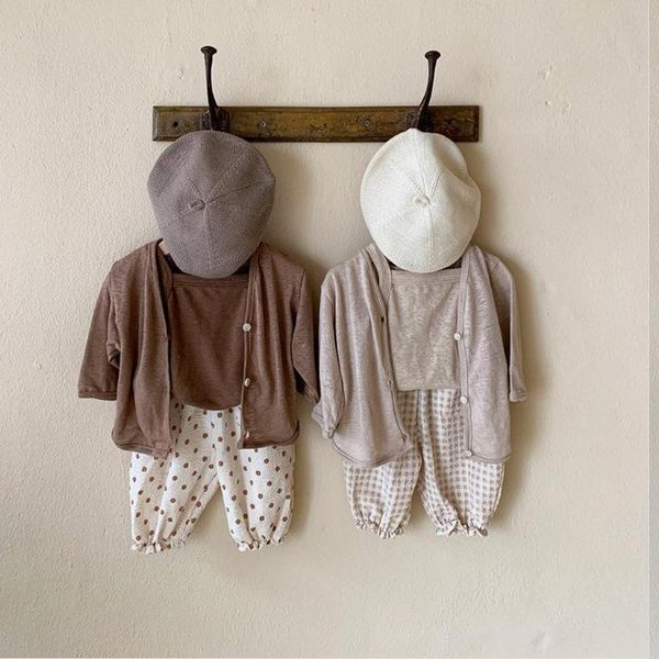

trousers 2021 summer baby girls dot pants kids boys plaid bloomers pant toddler elastic waist loose long children, Blue