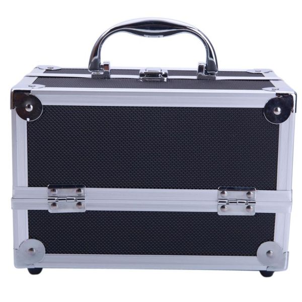 

[us-w]4-in-1 draw-bar style interchangeable aluminum rolling makeup case silver cosmetic bags & cases