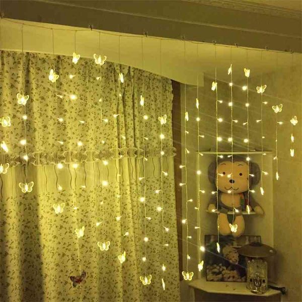 

butterfly love heart led day decoration five pointed star curtain lamp2022