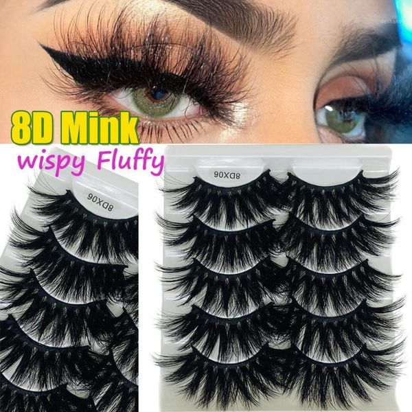 

pairs 8d mink false eyelashes handmade wispies fluffy natural long criss-cross dramatic lashes extension eye makeup tools1