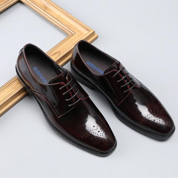 

handmade mens dress shoes 100% calf leather cap toe oxford lace up vintage luxury brogue wedding party formal for men g263, Black