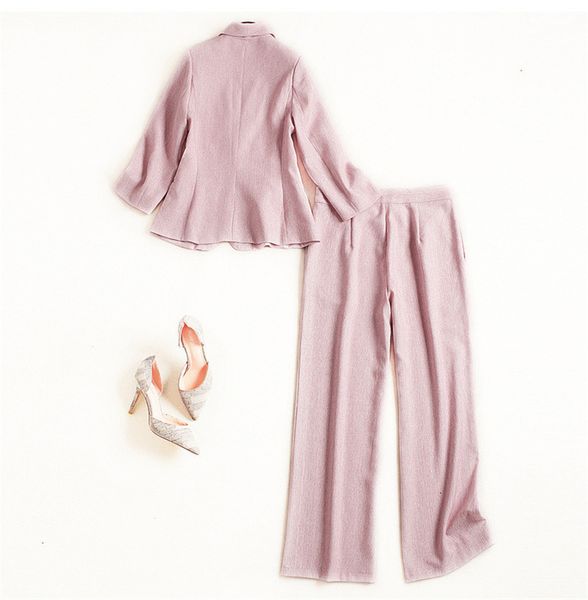 

women's two piece pants fall lady high office fashion a linen button blazer and suit pants 2 piece matching clothes ygom, White