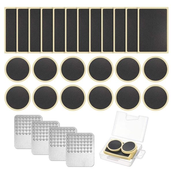 

tools 28pcs bicycle tire patch round/square rubber glueless flat repair tool kit cycling bike tyre puncture