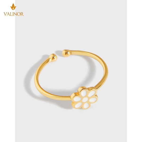 

cluster rings small flower drip glaze ring women 925 sterling silver, Golden;silver