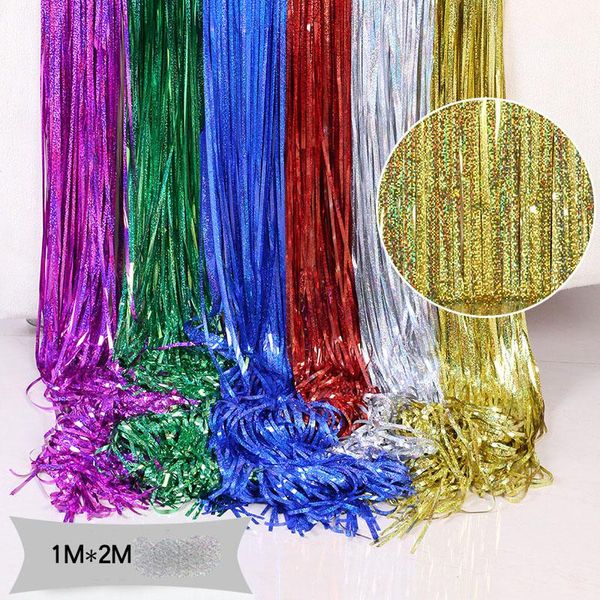 

party decoration laser rain silk curtain hawaiian children's birthday wedding background