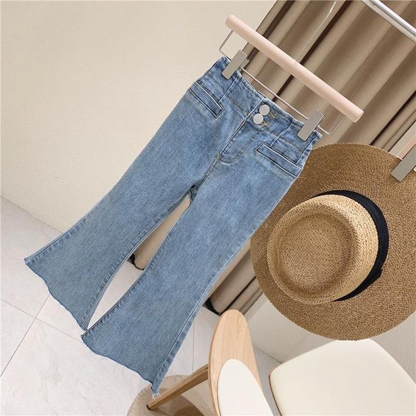 

jeans 2021 autumn arrival girls fashion flare pants kids denim trousers girl, Blue