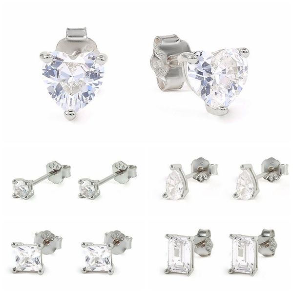 

stud aide crystal zircon 925 sterling silver earrings for women ear piercing pendientes mom gift 2021 trend brincos cz, Golden;silver