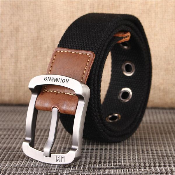 

pin buckle canvas belt casual outdoor trouser breathable comfortable nylon tough non-slip cowboy waistband gym accessories waist support, Black;gray