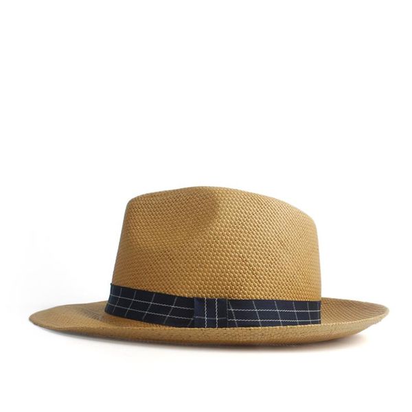 

stingy brim hats women men straw sun hat with wide panama for summer beach sunbonnet fashion band size 58cm, Blue;gray