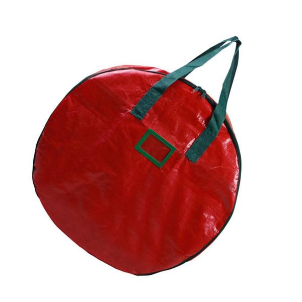 

storage bags 1pc christmas wreath bag pe cloth round xmas gift (red)