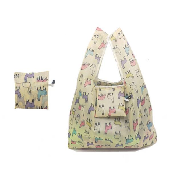 

shopping bags tote portable large bag causal folding eco-friendly fashion women reusable polyester pouch storage simple
