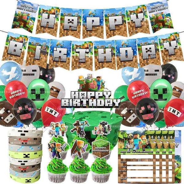 

my world party decoration set pixel bracelet balloon invitation kara flag cake card insertion supplies