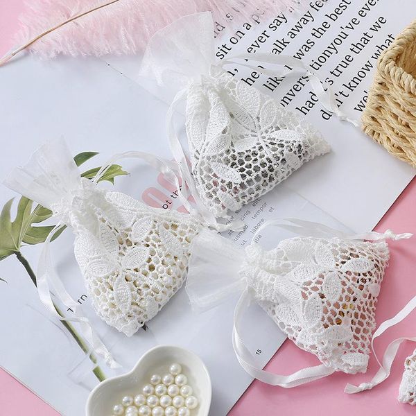 

gift wrap 10x14cm hollowing out white leaf cotton bag organza drawstring bags jewelry candy cookies packing pouch 24pcs