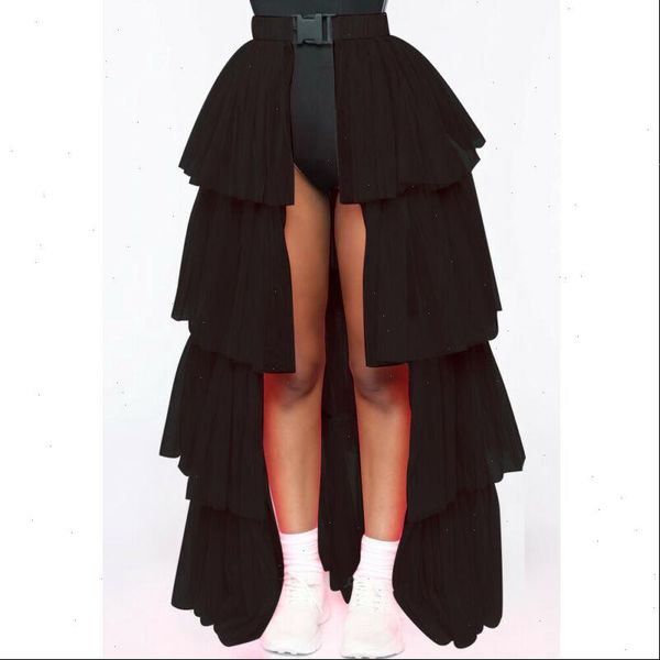 

womens skirts layer cake skirt long maxi lace tulle ladies party wear gown buckle fashion for women, Black