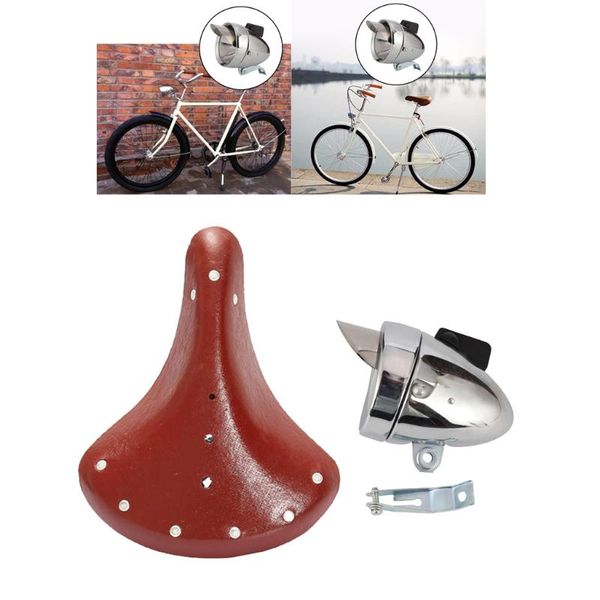 

vintage bike headlight seat front light lamp artificial leather solid saddle lights