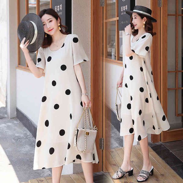 

dresses 1013# summer chic dot print chiffon maternity long dress a line ties waist slim loose clothes for pregnant women pregnancy, Black;gray