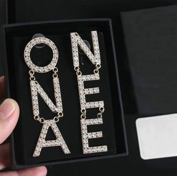

fashion letter gold earrings aretes dangle chandelier for women party wedding lovers gift jewelry engagement with box, Silver