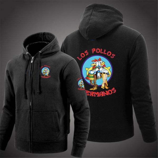 

men's hoodies & sweatshirts autumn los pollos hermanos logo print man's custom zipper comfortable long sleeve jacket casual latest, Black