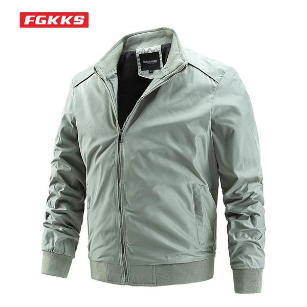

men's jackets fgkks spring autumn men thin jacket casual fashion stand collar 2021 lightweight solid color slim, Black;brown