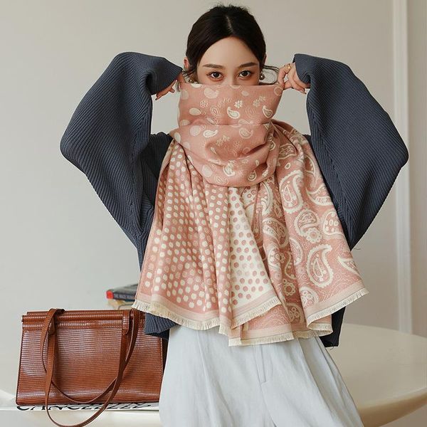 

scarves women winter scarf cashmere pashmina thick warm shawls wraps female dot paisley lady blanket echarpe stoles, Blue;gray
