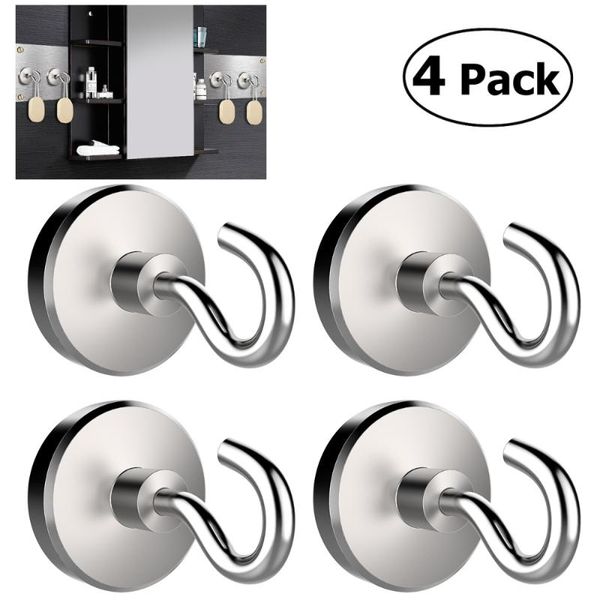 

hooks & rails winomo 4pcs strong 40lb magnetic heavy duty neodymium hanging hook set for refrigerator / other surfaces