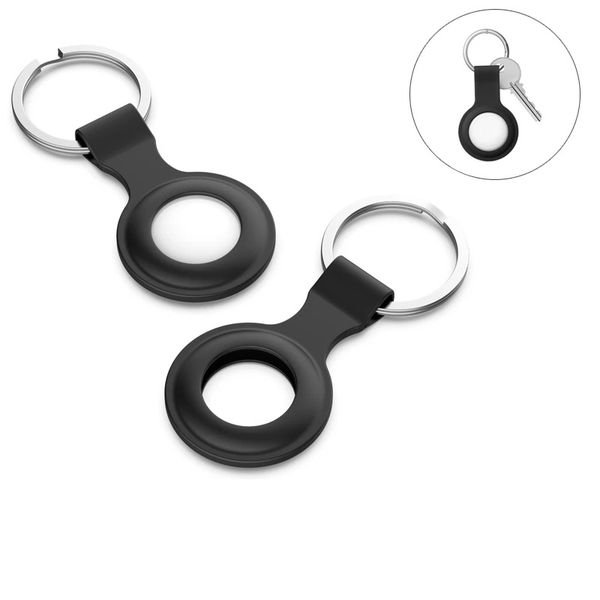 

lx brand silicone protective cover cases for apple airtag locator tracker anti-lost device keychain sleeve ring buckle