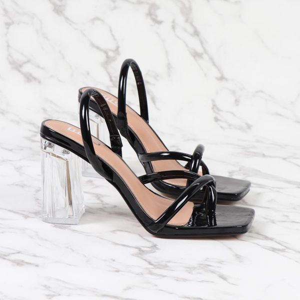 

sandals fashion women shoes high tichk square heel open toe 2021 summer pretty leopard print, Black