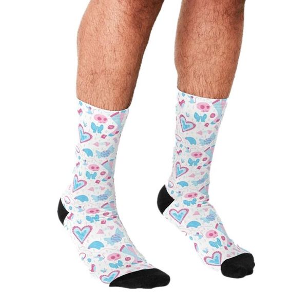 

men's socks funny men's trans pride pattern printed hip hop men happy cute boys street style crazy novelty for, Black