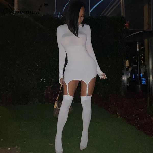 Uzun Kollu Bodycon Partisi Mini Elbise Seksi Kulüp Giyim Çoraplarla Gelin 2021 Sonbahar Kış Kadınları Moda Sokak Giyim Kıyafetleri Günlük Elbiseler
