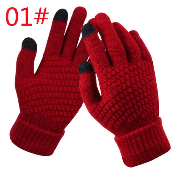 

telefingers gloves knitted fleeced jacquard and thick non-slip warm fashion winter glovs, Blue;gray
