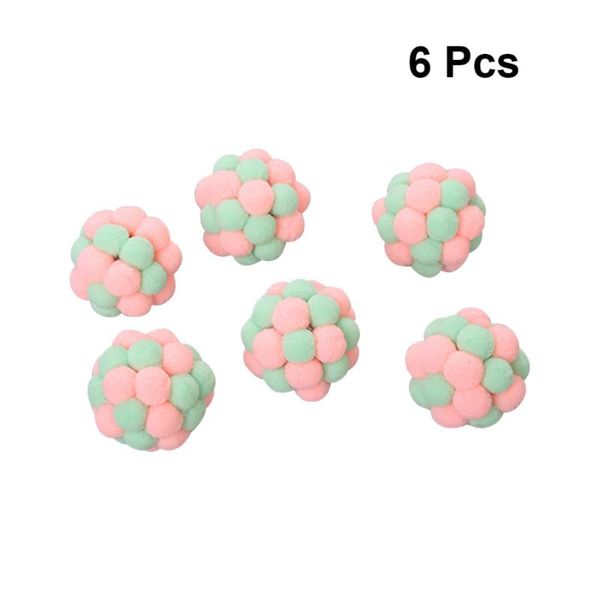 

6pcs pet supplies funny cat toys color plush elastic bell (+ green, gift box pack)