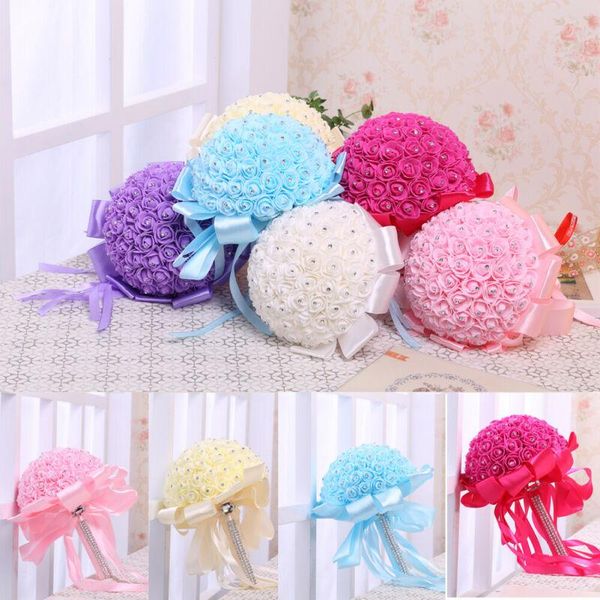 

decorative flowers & wreaths artificial bridal bouquet handmade beauty foam roses wedding party decoration accessories