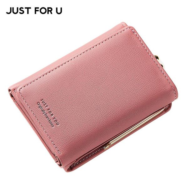 

wallets just for u brand women fashion designer lady small wallet purse hasp coin bag card holder short slim female purses, Red;black