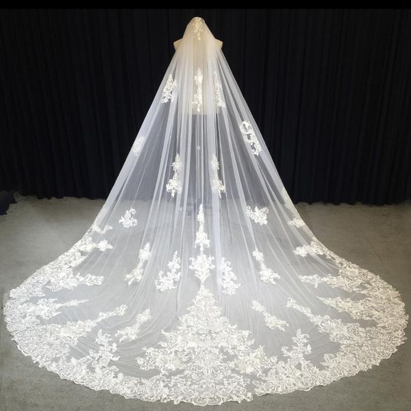 

bridal veils aolanes one layer lace edge tulle chapel/cathedral length women wedding dress veil, Black