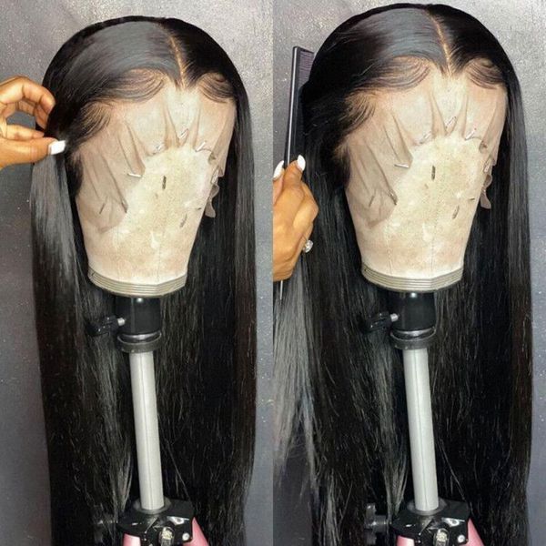 

transparent lace frontal wigs t part 180 density straight front wig human hair brazilian hair1, Black;brown