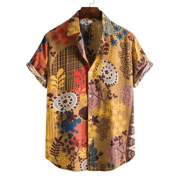 

men's casual shirts mens fashion clothing trends 2021 summer shirt printing short-sleeved lapel men camisas para hombre, White;black