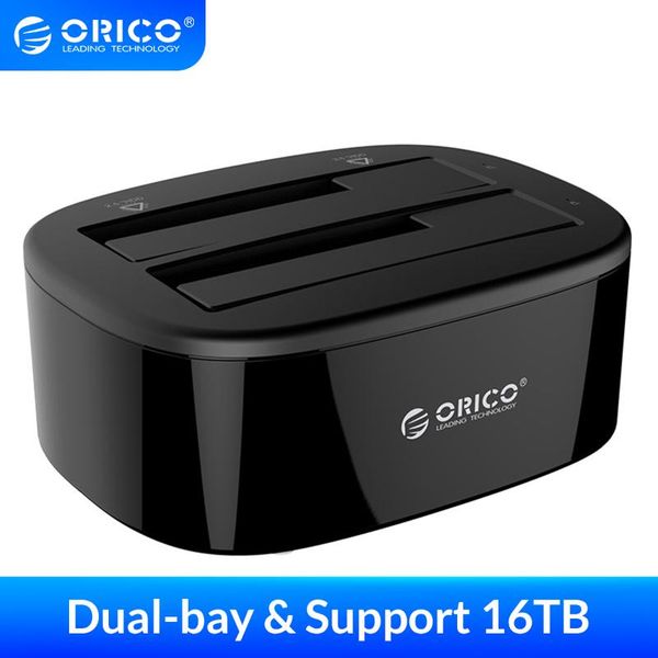 

hubs orico dual-bay hard drive docking station for 2.5/3.5 inch hdd ssd with 12v3a power adapter sata to usb 3.0