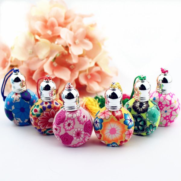 

200pcs colorful 10ml roll on perfume bottles polymer clay empty refillable glass roller vials thick essential oil bottle