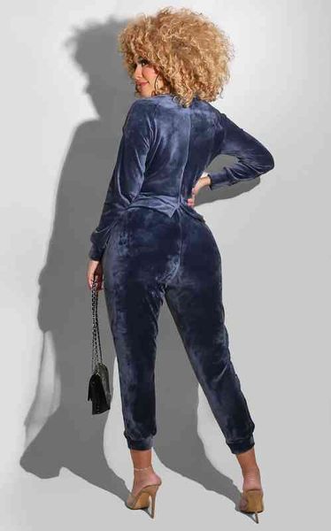 

autumn fashion women casual long sleeve round neck sweater pants korean velvet two piece set, Gray